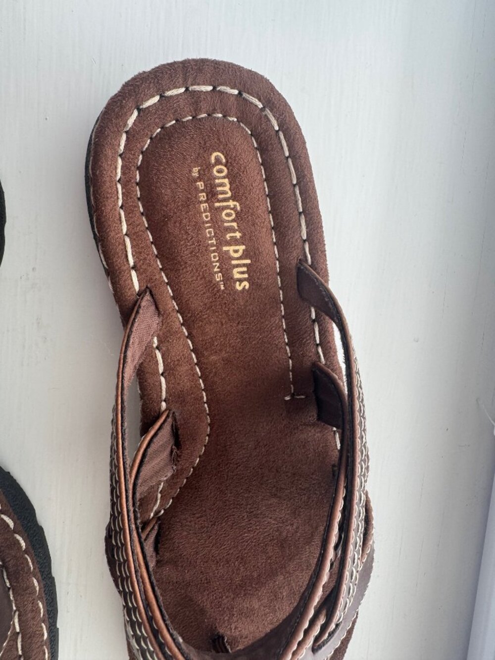 Comfort Plus by Predictions Brown Slip On Sandals Size 9W New in Box P5 - Picture 8 of 13